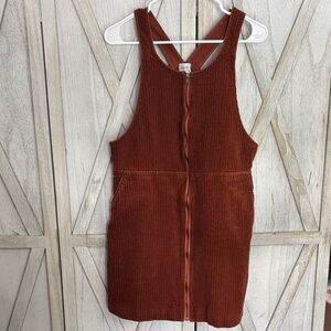 Rust Corduroy Zip-Up Overall Dress from Cozy Co Large